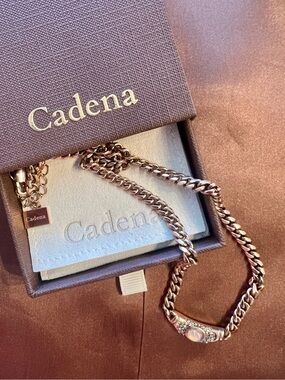 Cadena Raena classic Bella necklace rose gold color + clear stone 16” - 18” NWOT